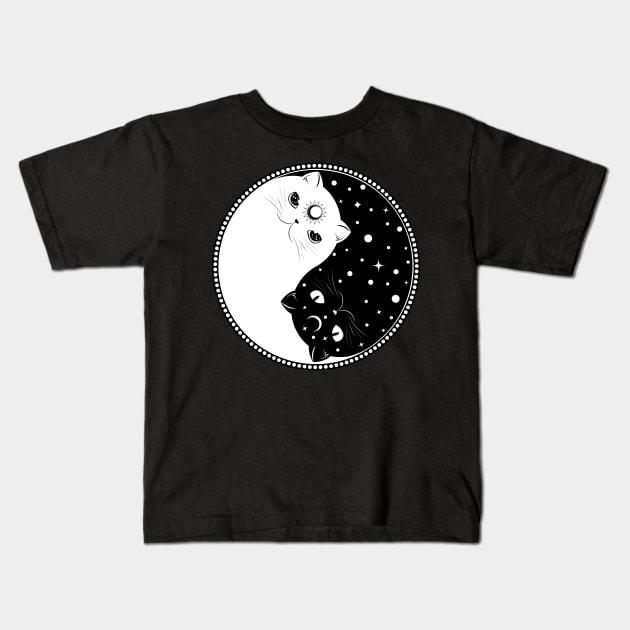 Yin Yang cats Kids T-Shirt by AnnArtshock